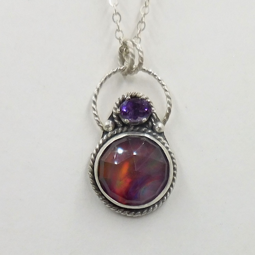 DKC-2130 Necklace, Aurora Opal, Amethyst $275 at Hunter Wolff Gallery